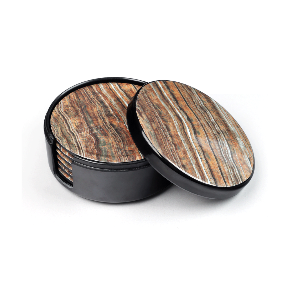 SUPERWARE, Coaster Set - ROCK WOOD | Set Of 8 Pcs.