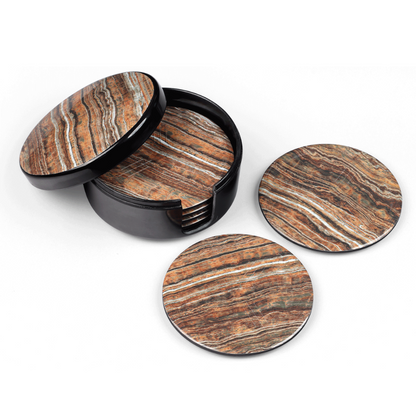 SUPERWARE, Coaster Set - ROCK WOOD | Set Of 8 Pcs.