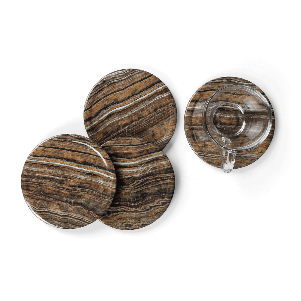 SUPERWARE, Coaster Set - ROCK WOOD | Set Of 8 Pcs.