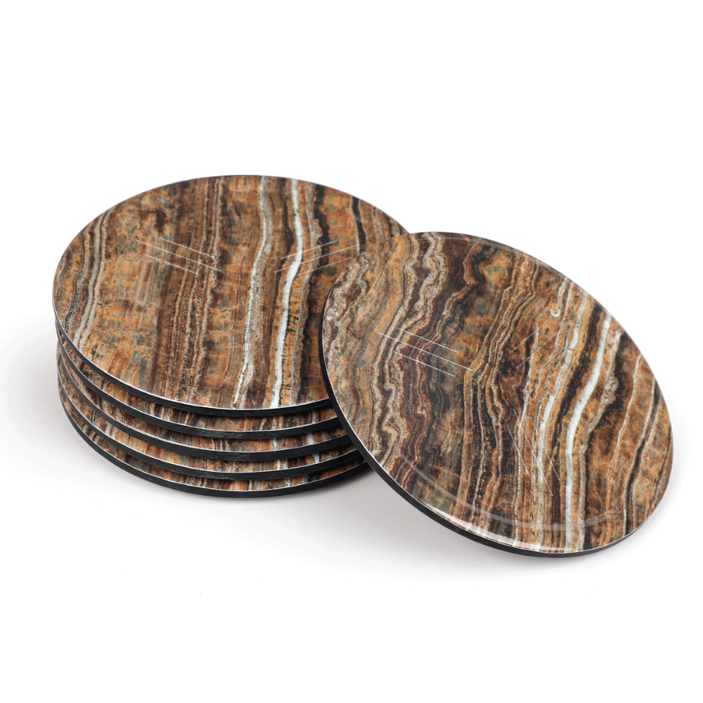 SUPERWARE, Coaster Set - ROCK WOOD | Set Of 8 Pcs.