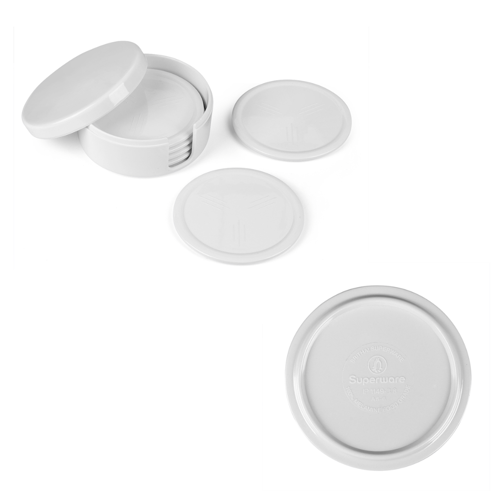 SUPERWARE, Coaster Set - WHITE | Set Of 8 Pcs.