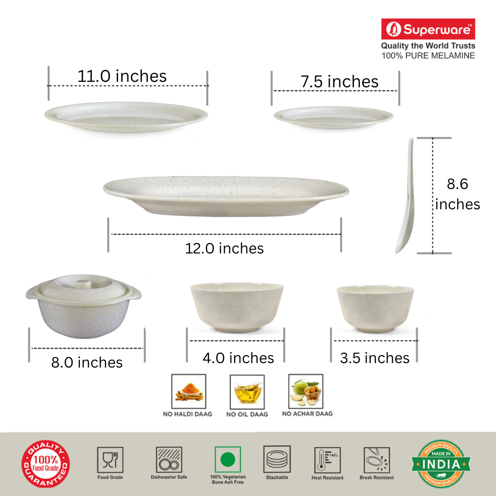 SUPERWARE, Dinner Set - GLOSSY SUPER PEARL | Set Of 31 Pcs.