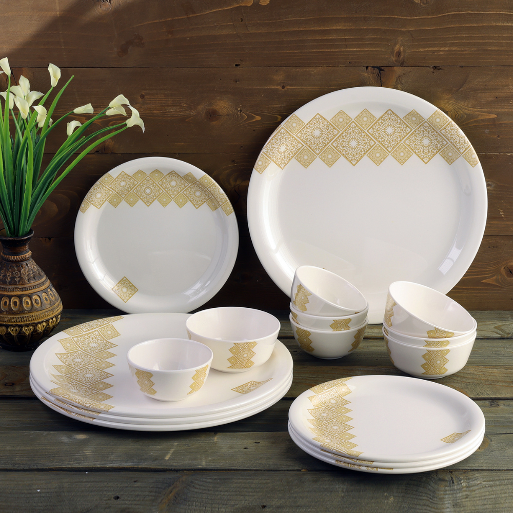 SUPERWARE, Dinner Set - GOLDDEKO | Set Of 16 Pcs.