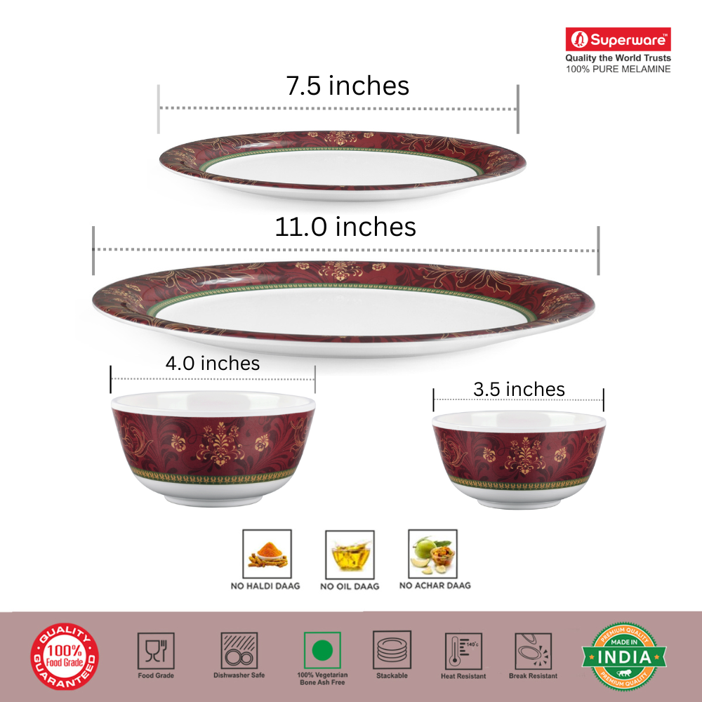 SUPERWARE, Dinner Set - ORNAMENTAL | Set Of 16 Pcs.