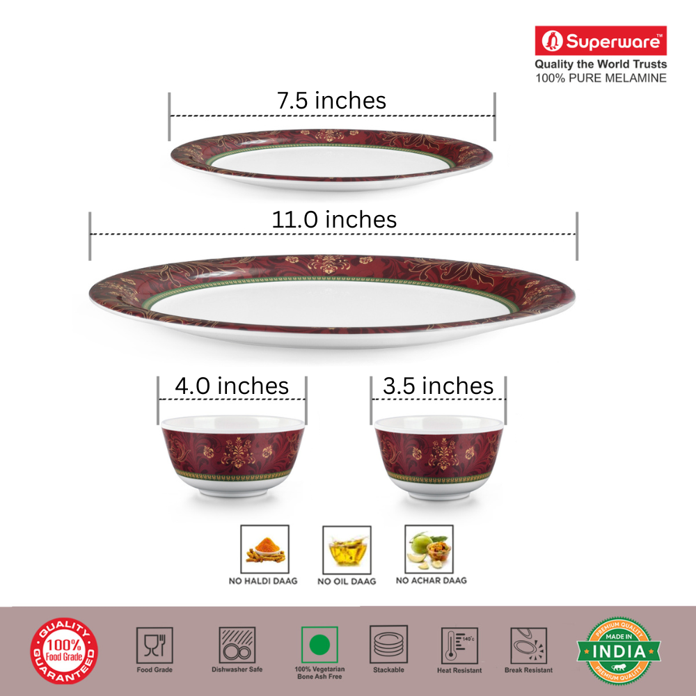 SUPERWARE, Dinner Set - ORNAMENTAL | Set Of 24 Pcs.