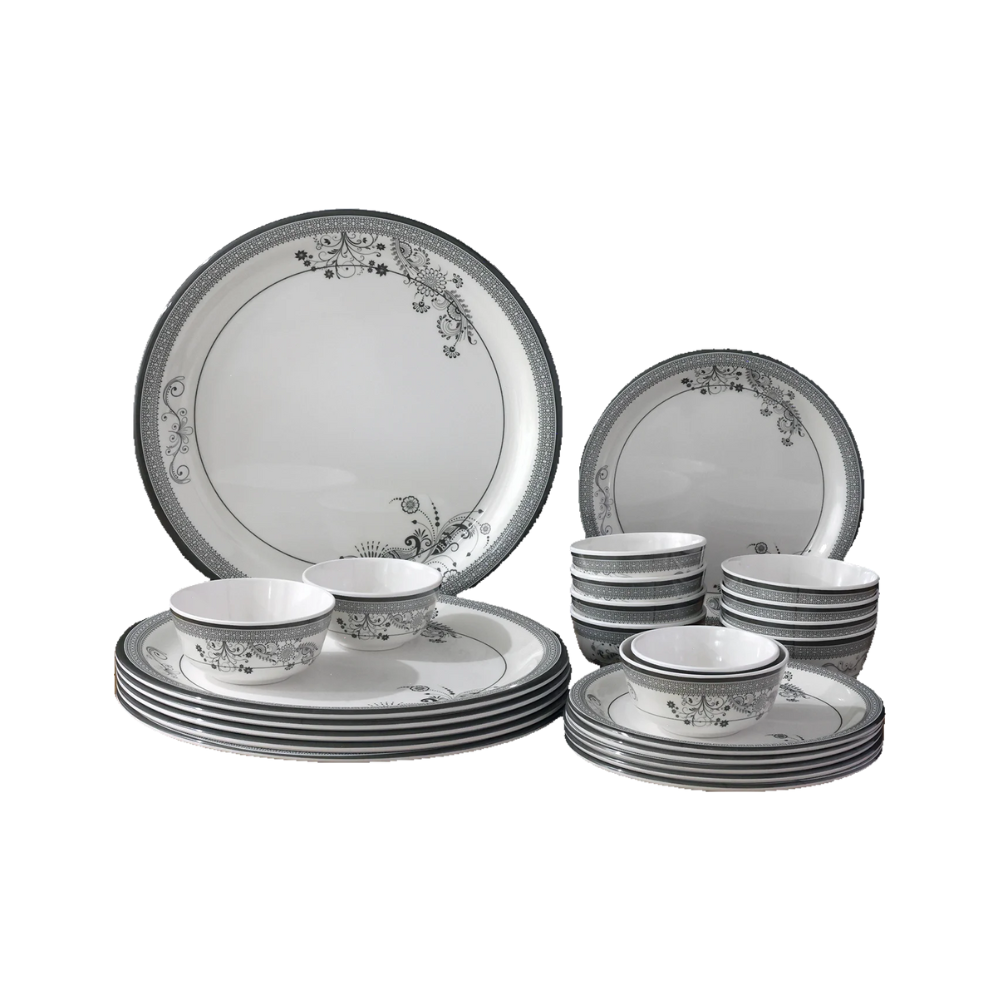 SUPERWARE, Dinner Set - SILVER LACE | Set Of 24 Pcs.