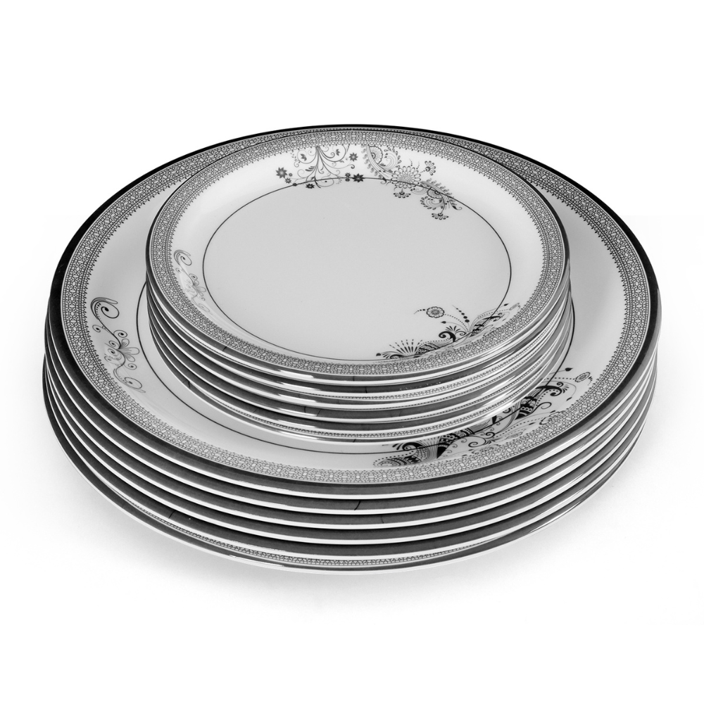 SUPERWARE, Dinner Set - SILVER LACE | Set Of 24 Pcs.