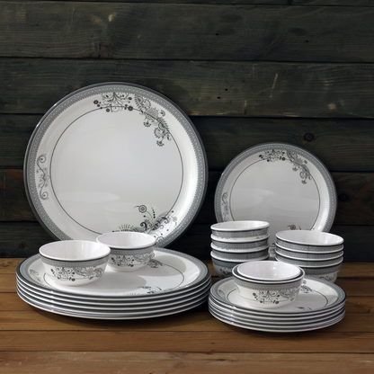 SUPERWARE, Dinner Set - SILVER LACE | Set Of 24 Pcs.