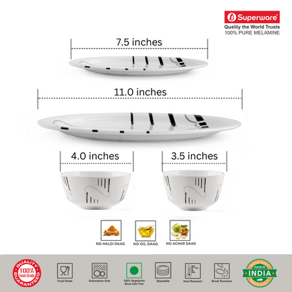 SUPERWARE, Dinner Set - STRIP & ROPES | Set Of 24 Pcs.