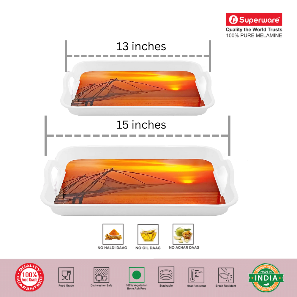 SUPERWARE, Handy Tray Set - CHINESE FISHING | Set Of 2 Pcs.