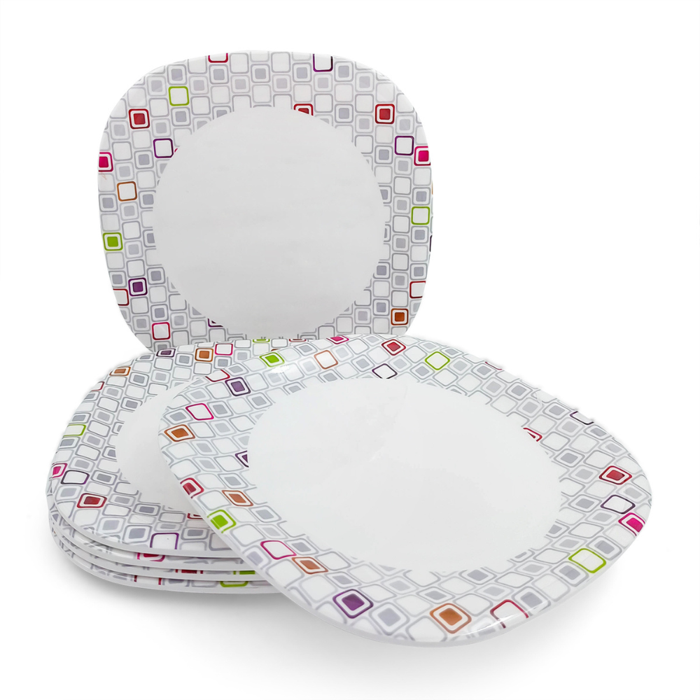 SUPERWARE | Pure melamine | Small Plate Set - CANDY BLOCKS (7.5") | 6 Nos. | Stain Free, Glazed Finish