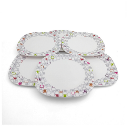 SUPERWARE | Pure melamine | Small Plate Set - CANDY BLOCKS (7.5") | 6 Nos. | Stain Free, Glazed Finish