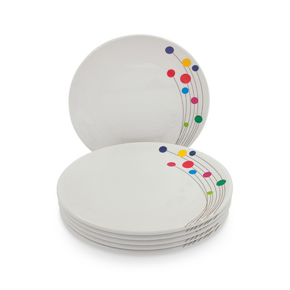 SUPERWARE | Pure Melamine | Small Plate Set - COLOUR BUBBLES (7.25") | 6 Nos. | Stain Free, Glazed Finish