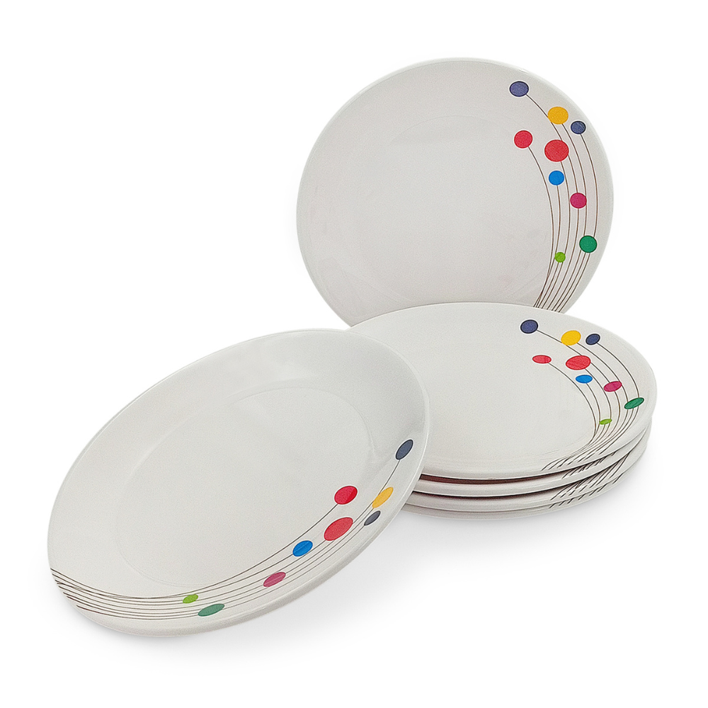 SUPERWARE | Pure Melamine | Small Plate Set - COLOUR BUBBLES (7.25") | 6 Nos. | Stain Free, Glazed Finish