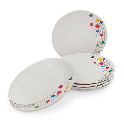 SUPERWARE | Pure Melamine | Small Plate Set - COLOUR BUBBLES (7.25") | 6 Nos. | Stain Free, Glazed Finish