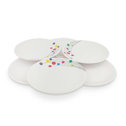 SUPERWARE | Pure Melamine | Small Plate Set - COLOUR BUBBLES (7.25") | 6 Nos. | Stain Free, Glazed Finish