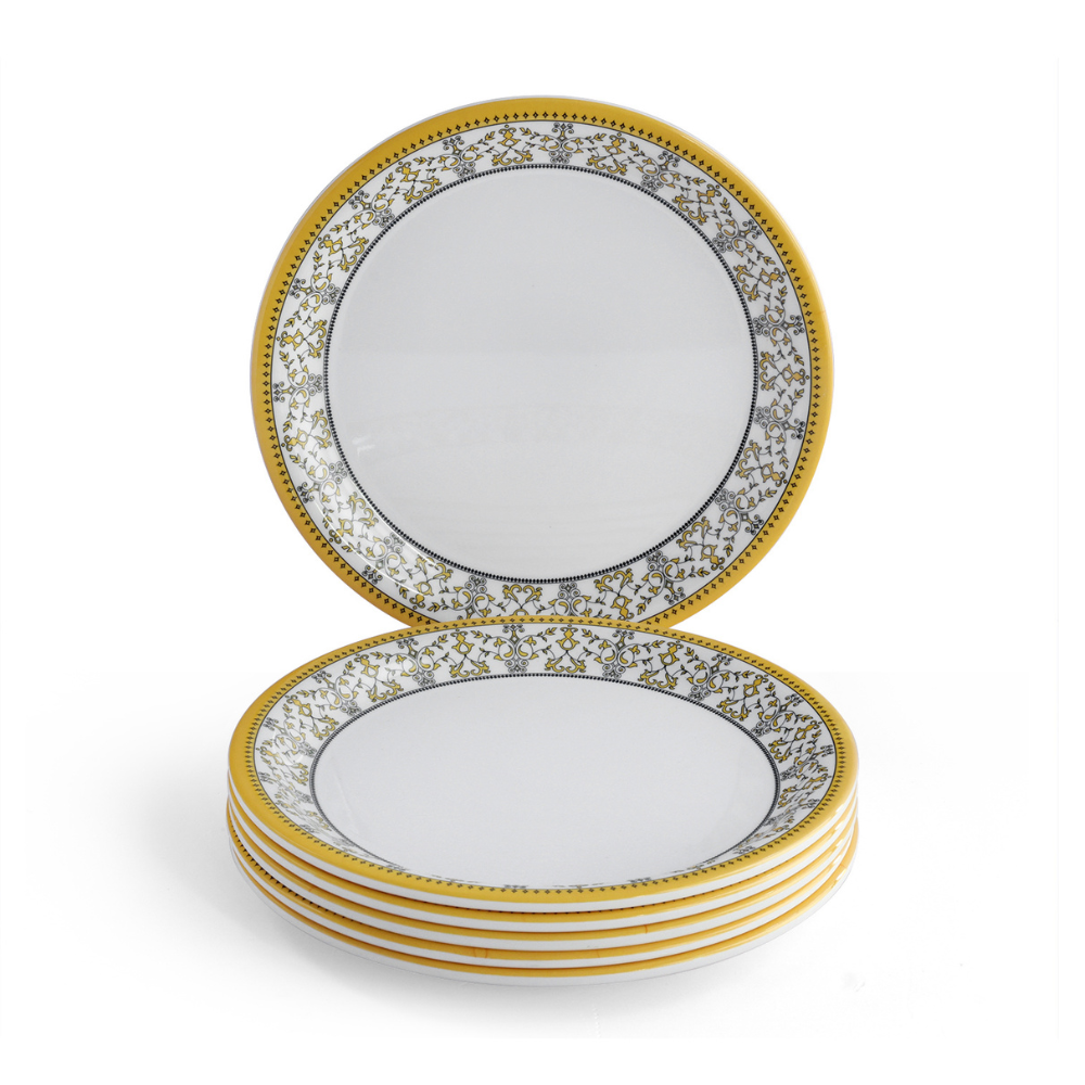 SUPERWARE | Pure Melamine | Buffet Plate Set – ForgetMeNot (12.5”) | 6 Nos. | Stain Free, Glazed Finish