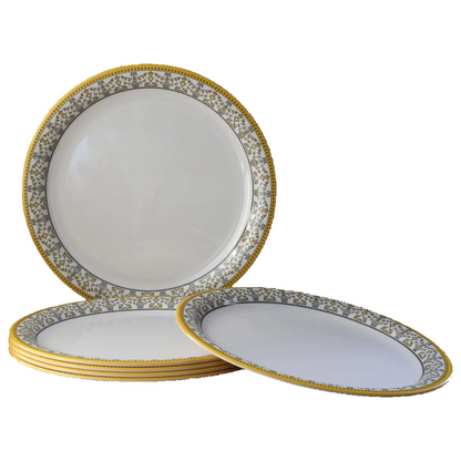 SUPERWARE | Pure Melamine | Buffet Plate Set – ForgetMeNot (12.5”) | 6 Nos. | Stain Free, Glazed Finish