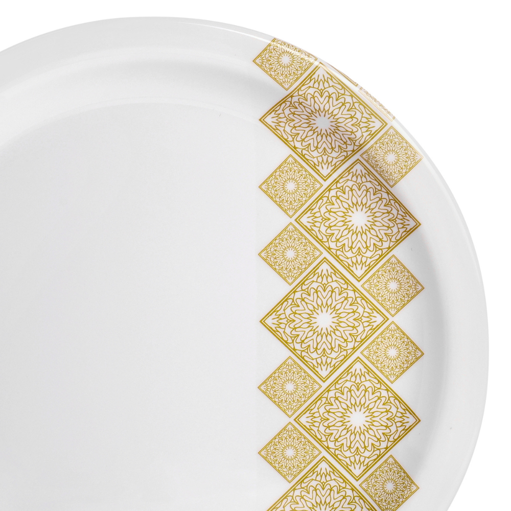 SUPERWARE | Pure Melamine | Dinner Plate Set – Golddeko (11.0") | 6 Nos. | Stain Free, Glazed Finish