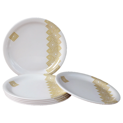 SUPERWARE | Pure Melamine | Dinner Plate Set – Golddeko (11.0") | 6 Nos. | Stain Free, Glazed Finish