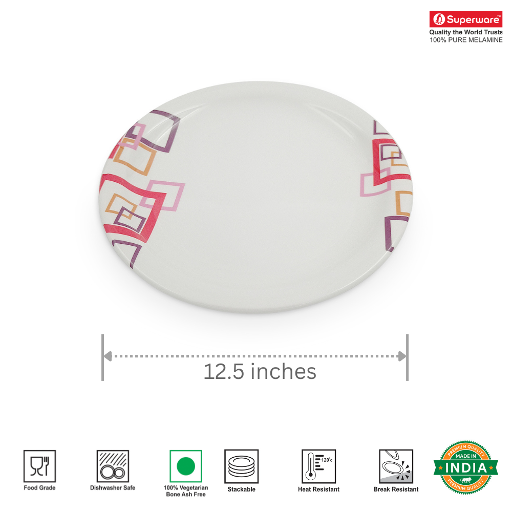 SUPERWARE, Plate Set - INDIAN SQUARE | 6 Nos.