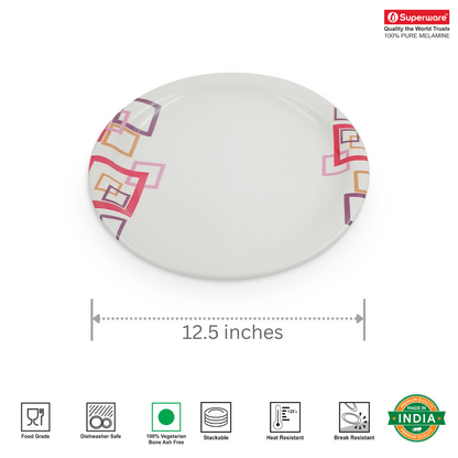 SUPERWARE, Plate Set - INDIAN SQUARE | 6 Nos.