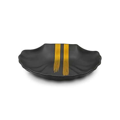 SUPERWARE, Platter Set - SHELL MATTE BLACK GOLD BRUSH  | Set Of 3 Pcs.