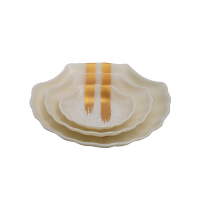 SUPERWARE, Platter Set - SHELL MATTE SUPER PEARL GOLD BRUSH | Set Of 3 Pcs.