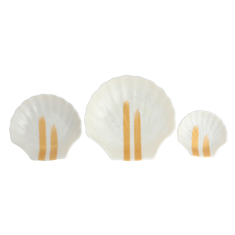 SUPERWARE, Platter Set - SHELL MATTE SUPER PEARL GOLD BRUSH | Set Of 3 Pcs.