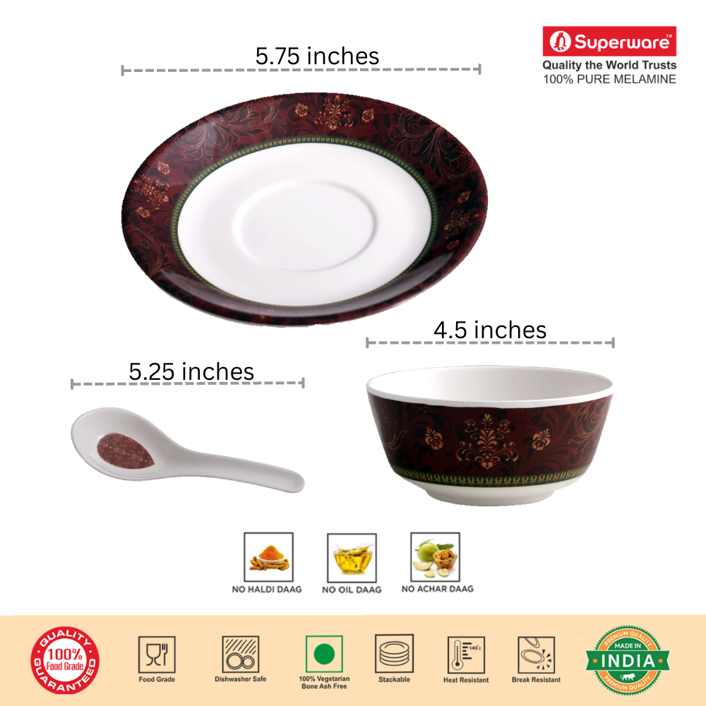 SUPERWARE, Soup Set - ORNAMENTAL | Set Of 18 Pcs.