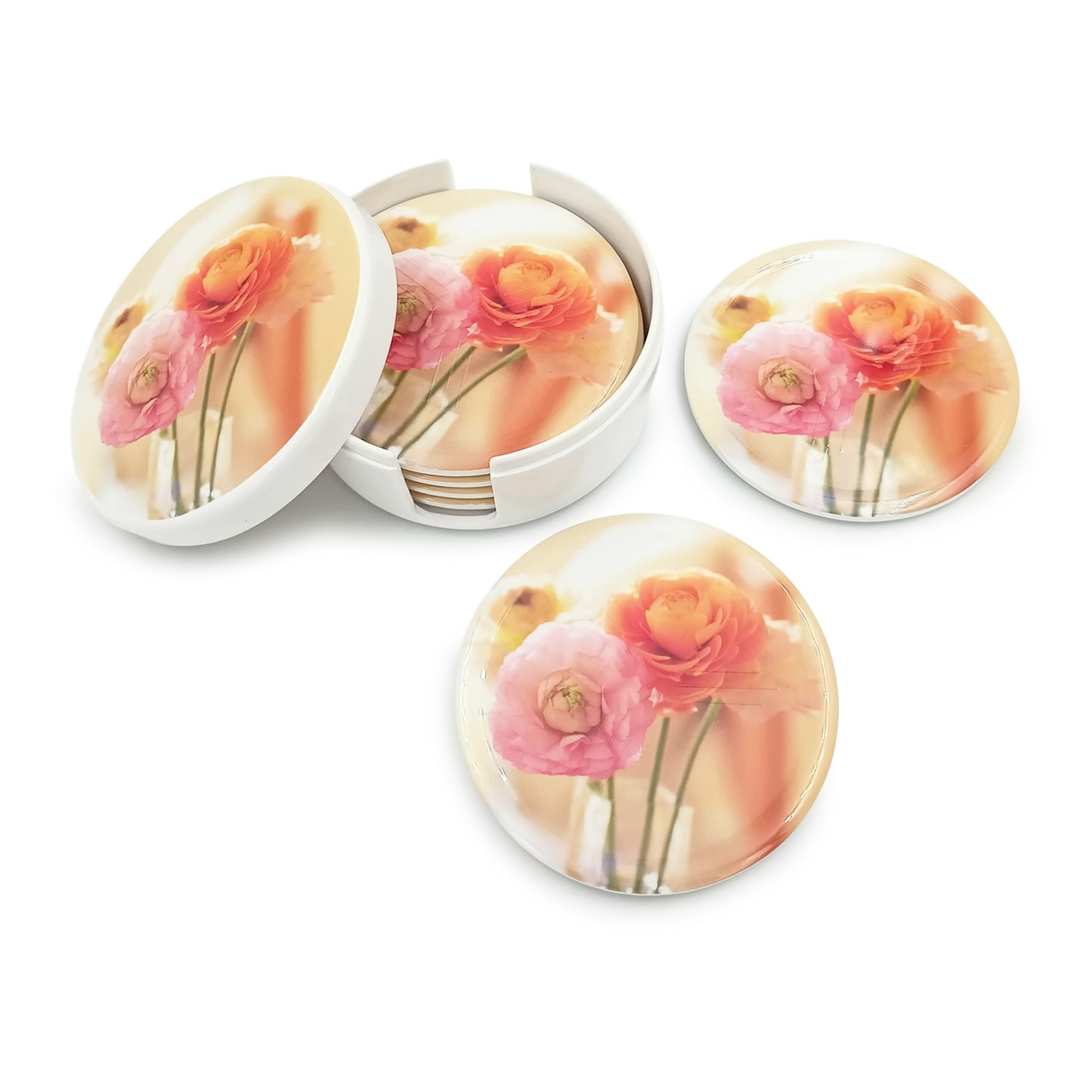 SUPERWARE | Pure Melamine | Coasters - SPRING FLOWER | Set Of 8 Pcs.| Stain Free, Glazed Finish