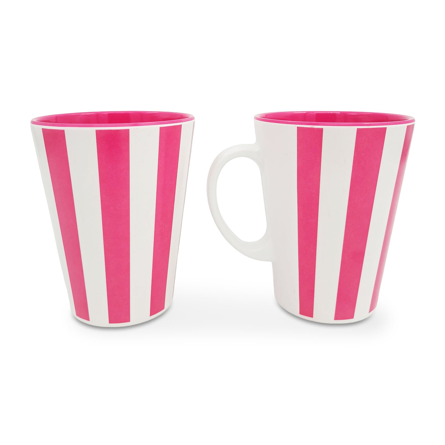 SUPERWARE | Pure melamine | Coffee Mug - VERTILINE STRAWBERRY PINK 3.5" | Two Tone | Set of 2 | Stain Free, Glazed Finish