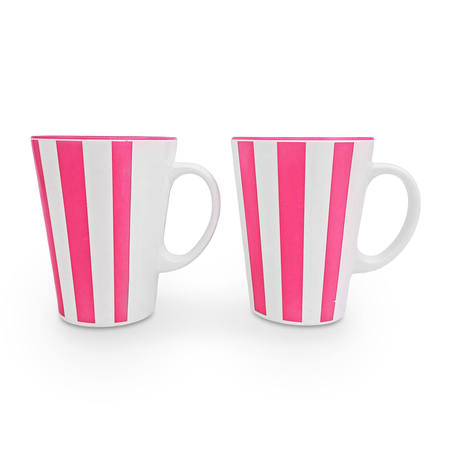 SUPERWARE | Pure melamine | Coffee Mug - VERTILINE STRAWBERRY PINK 3.5" | Two Tone | Set of 2 | Stain Free, Glazed Finish