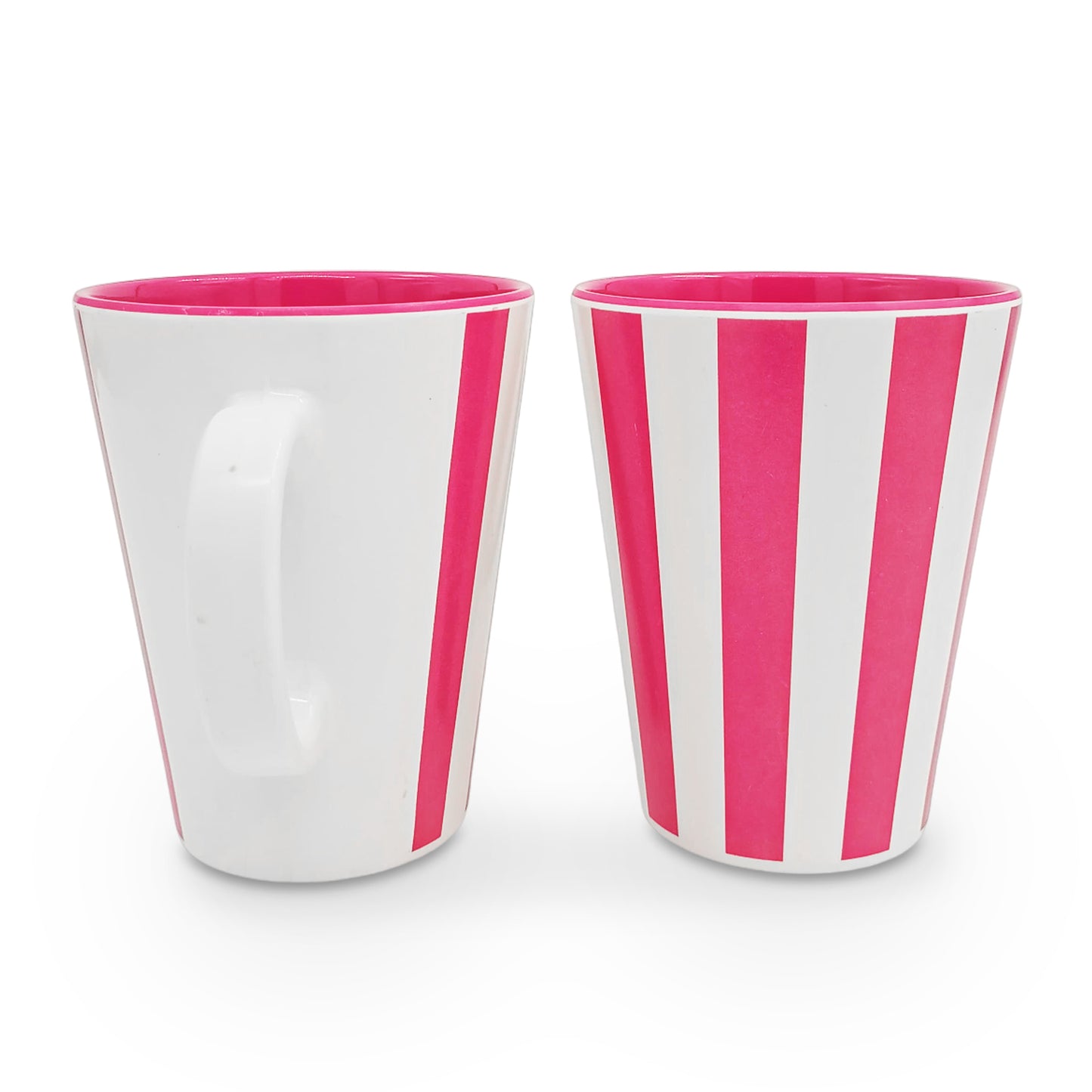 SUPERWARE | Pure melamine | Coffee Mug - VERTILINE STRAWBERRY PINK 3.5" | Two Tone | Set of 2 | Stain Free, Glazed Finish