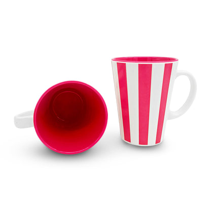 SUPERWARE | Pure melamine | Coffee Mug - VERTILINE STRAWBERRY PINK 3.5" | Two Tone | Set of 2 | Stain Free, Glazed Finish