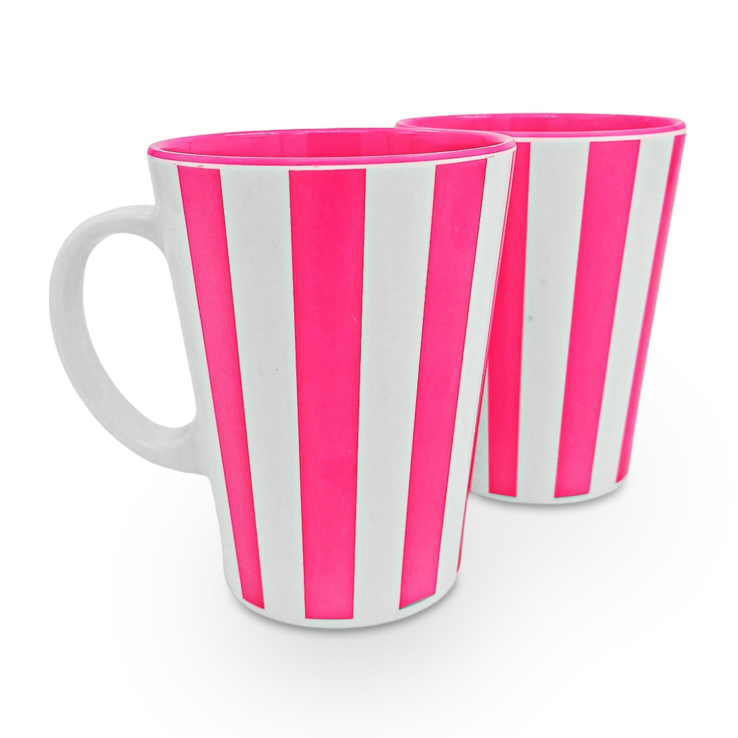 SUPERWARE | Pure melamine | Coffee Mug - VERTILINE STRAWBERRY PINK 3.5" | Two Tone | Set of 2 | Stain Free, Glazed Finish