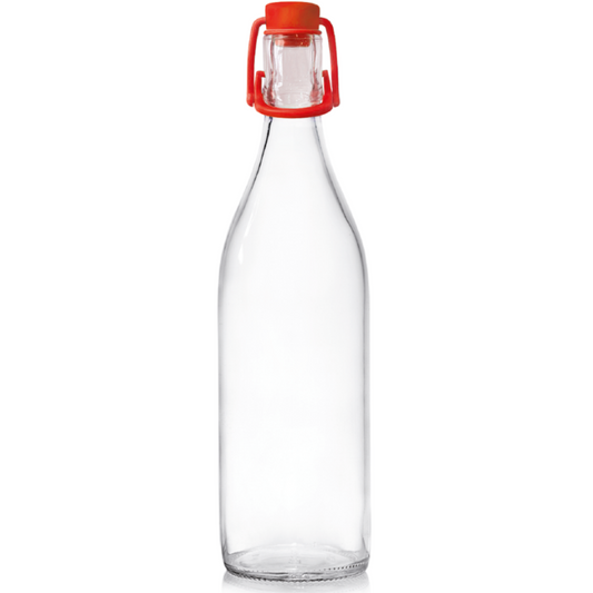 CERVE | Italy | Crystal Clear High Brilliance Lead Free Glass | Lory Bottle | RED TOP | 1 Ltr