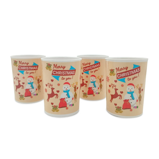 EKTRA | Premium Melamine | Tumbler Set – Merry Christmas (4 Pcs.) | Durable, Fade Proof