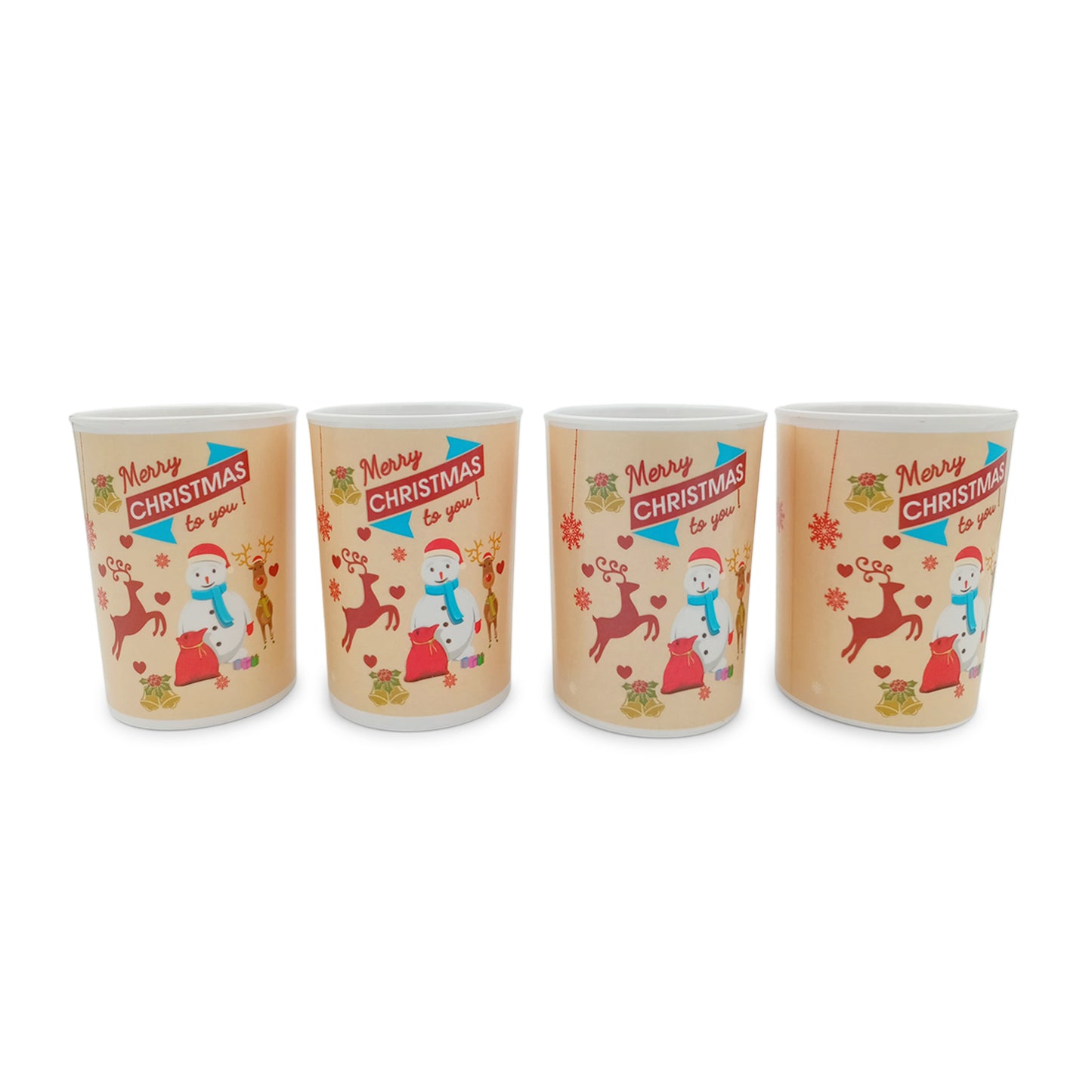 EKTRA | Premium Melamine | Tumbler Set – Merry Christmas (4 Pcs.) | Durable, Fade Proof