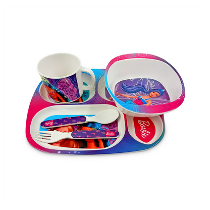 SUPERWARE | Pure Melamine | Kid Set - BARBIE ANGLE | Set Of 5 Pcs.| Stain Free, Glazed Finish