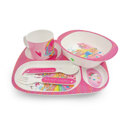 SUPERWARE | Pure Melamine | Kid Set - BARBIE SHINE | Set Of 5 Pcs.| Stain Free, Glazed Finish