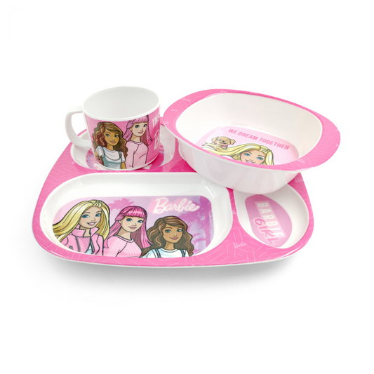 SUPERWARE | Pure Melamine | Kid Set - BARBIE WISPY FOREST | Set Of 3 Pcs.| Stain Free, Glazed Finish