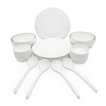 EKTRA | Premium Melamine | Dinner Set - White (Set of 20 Pcs.) | Durable, Fade proof