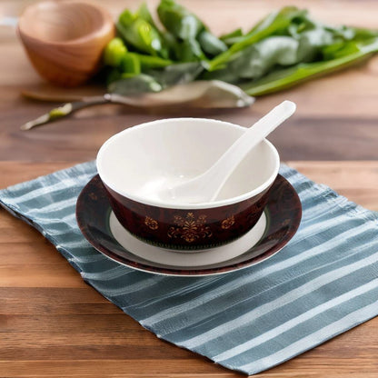 SUPERWARE | Pure Melamine | Soup Set - ORNAMENTAL | Set Of 18 Pcs. | Stain Free, Glazed Finish