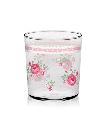 CERVE | Italy | Crystal Clear High Brilliance Lead Free Glass | Tumbler | Rosebud | 3 Nos.